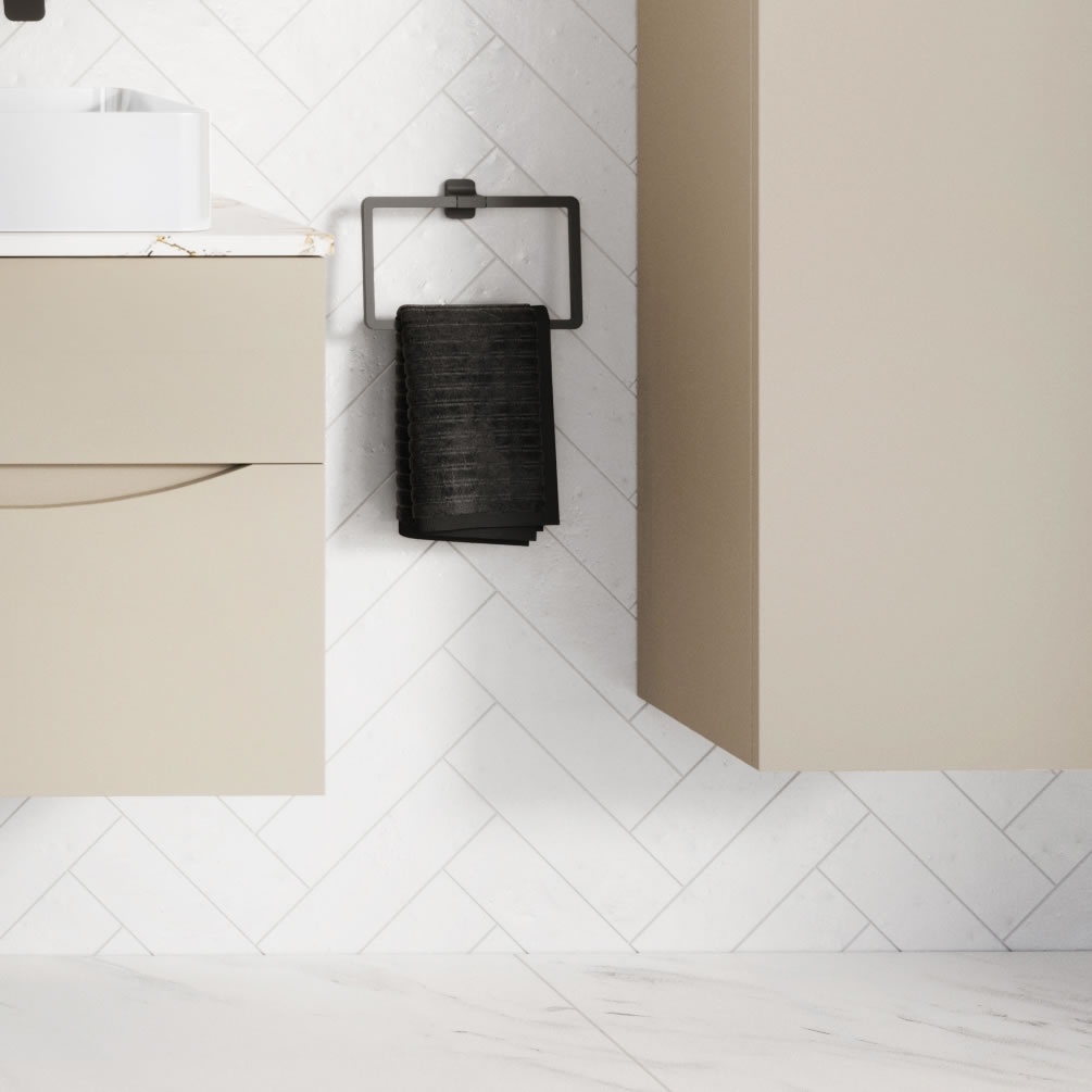 Lifestyle image of Crosswater Rotar Matt Black Towel Ring